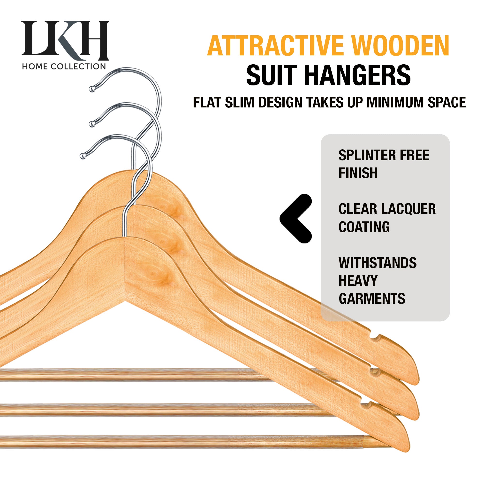 10pk Wooden Hanger Natural