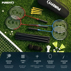 4 Player Badminton Set with Rackets and Shuttlecocks
