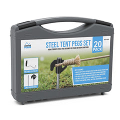 20PK Steel Tent Pegs + Peg Puller