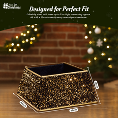 Christmas-Square Tree Skirt Black/Gold (12)