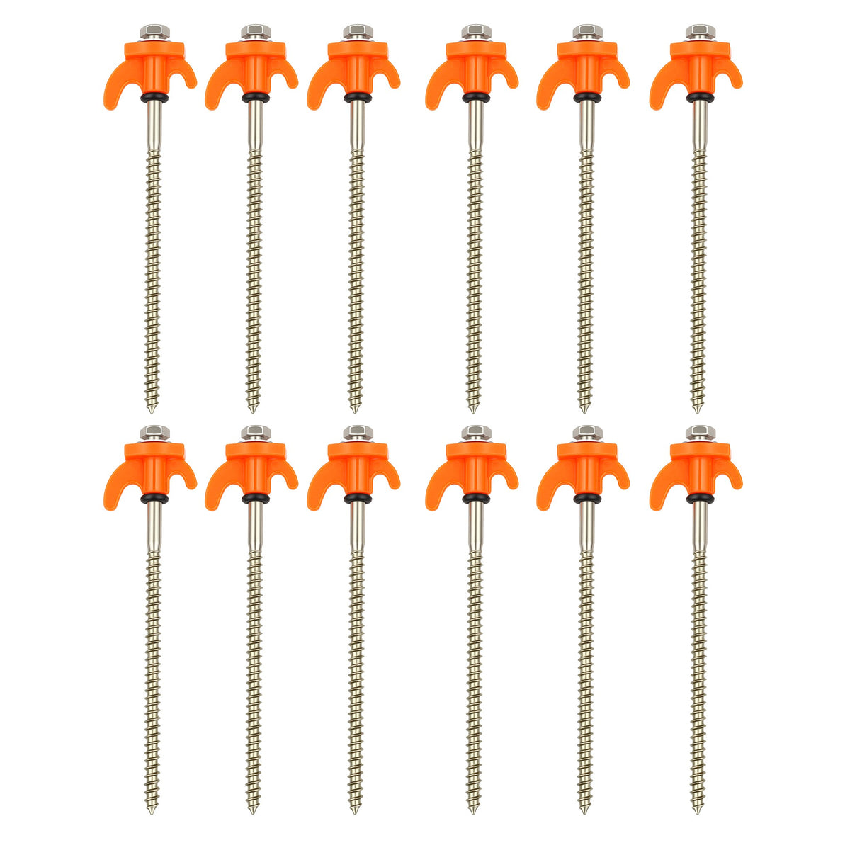 12PK Screw Tent Pegs + Hex Adaptor