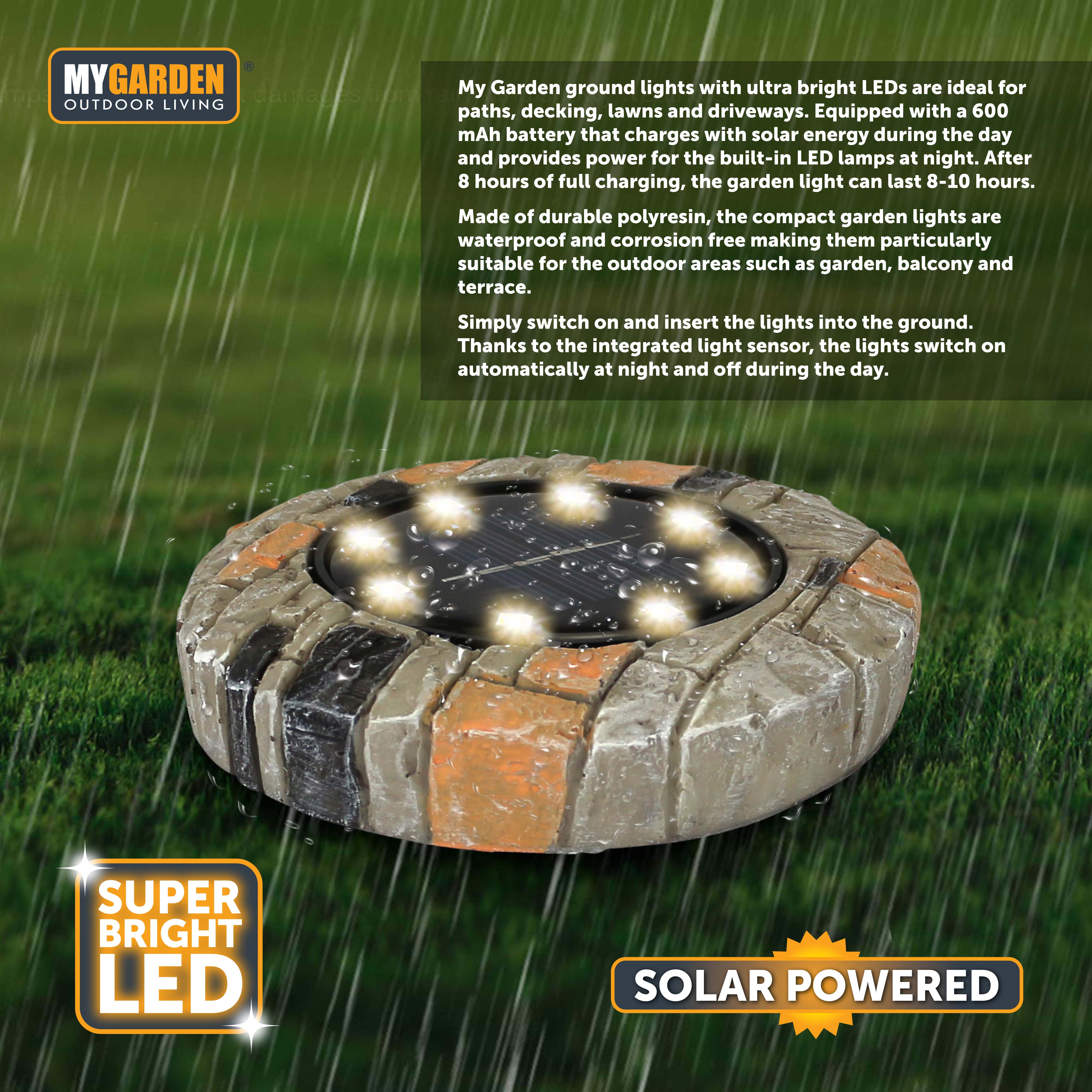 4PK Stone Effect LED Ground Lights