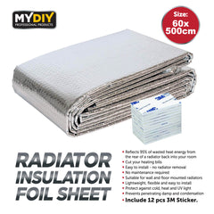 Radiator Insulation Foil Sheet with 12-Piece 3M Stickers