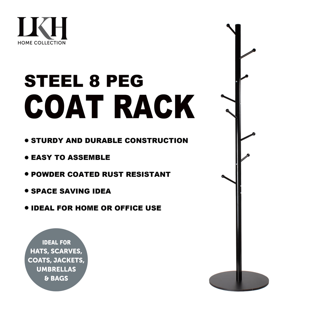 8 Peg Steel Coat Rack