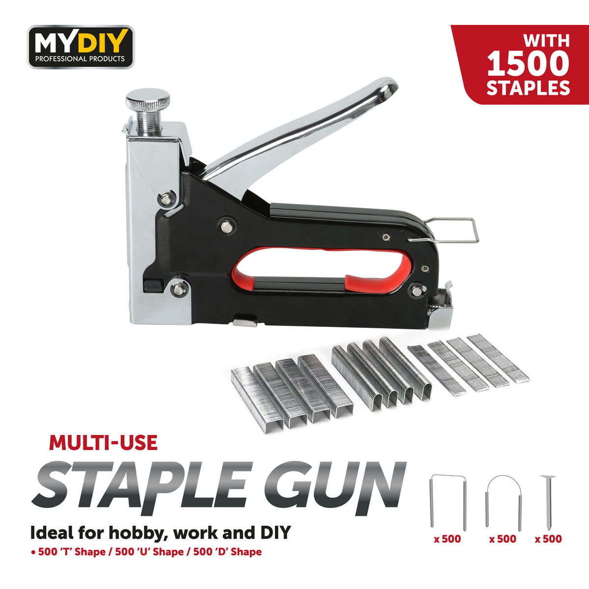 Multi-Use Staple Gun with 1500pcs Nails