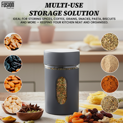 3PK Glass Storage Container Grey