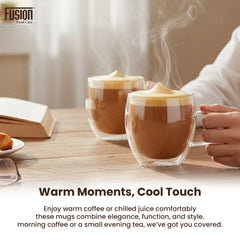 2PK 250ml Double Wall Mug + Handle