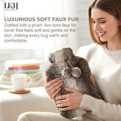 Hot Water Bottle-2L+Cover+Pocket+Poms