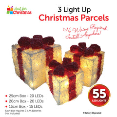 3 Light-Up Christmas Parcels