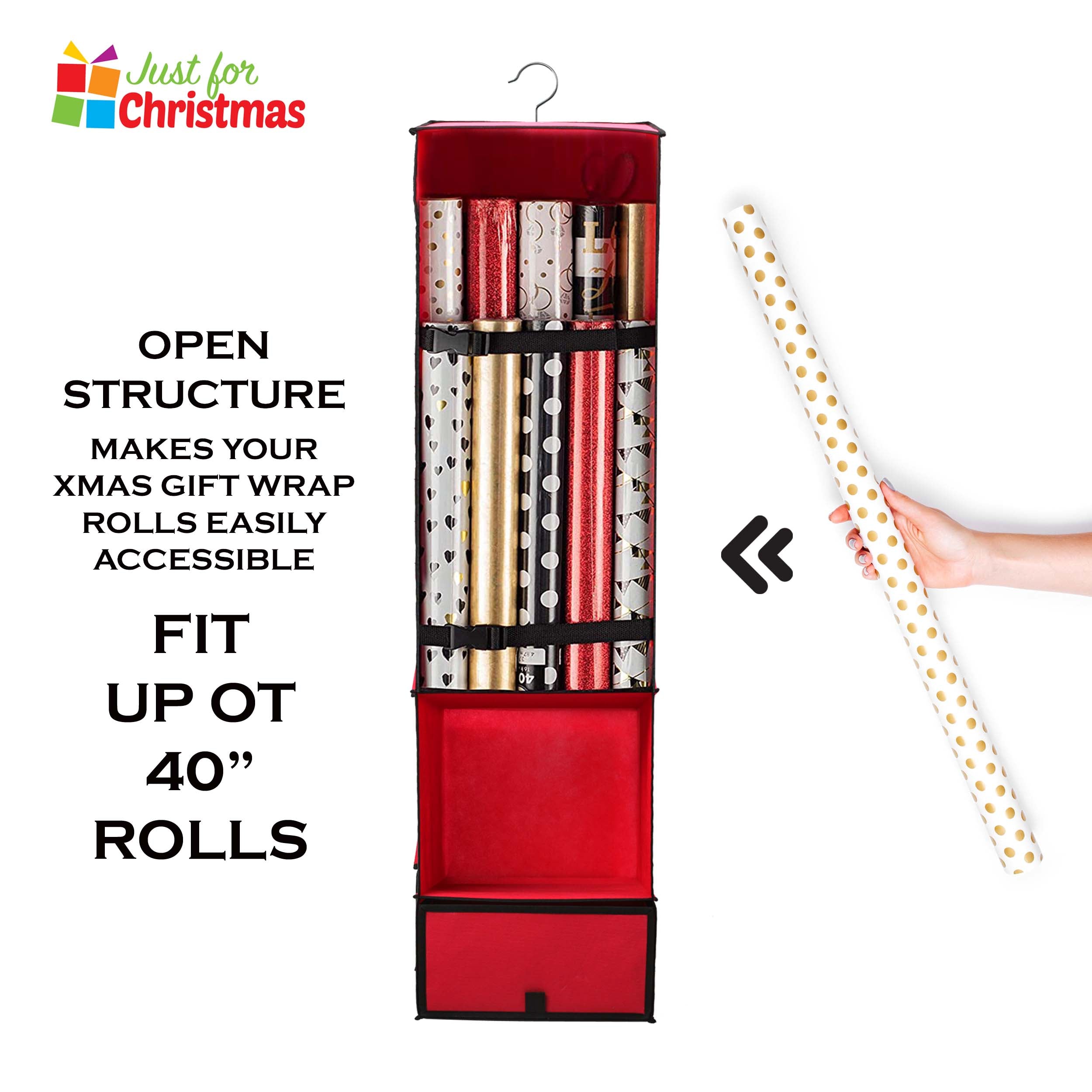 Christmas Gift Wrap and Ribbon Storage with Hanger