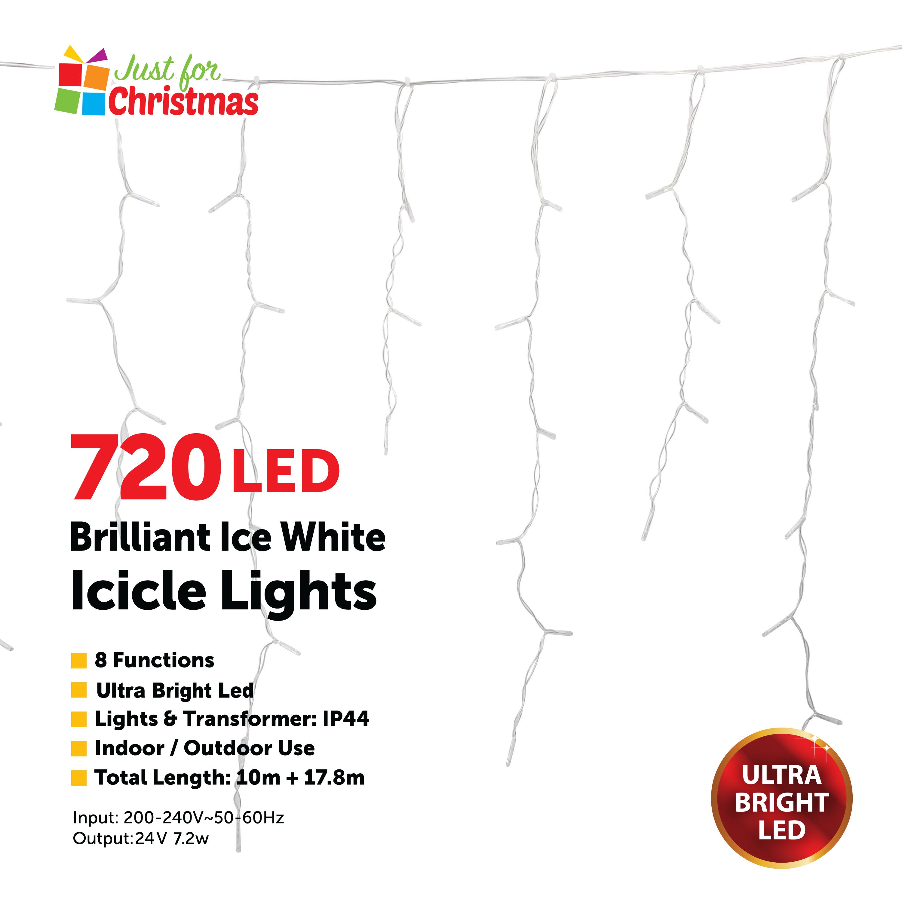 720 LED Brilliant Ice Whitle Icicle Lights