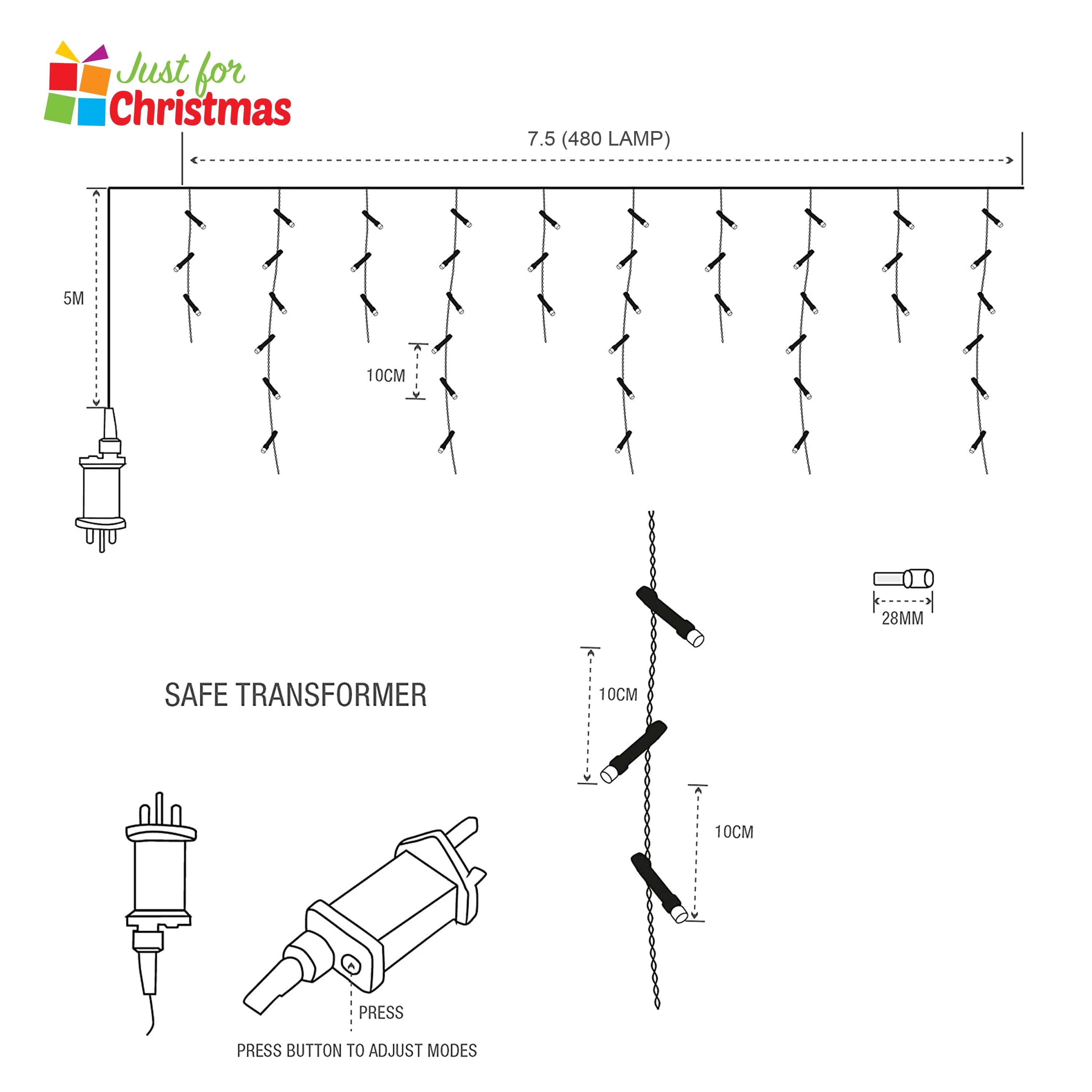 480 LED Brilliant Ice White Icicle Lights