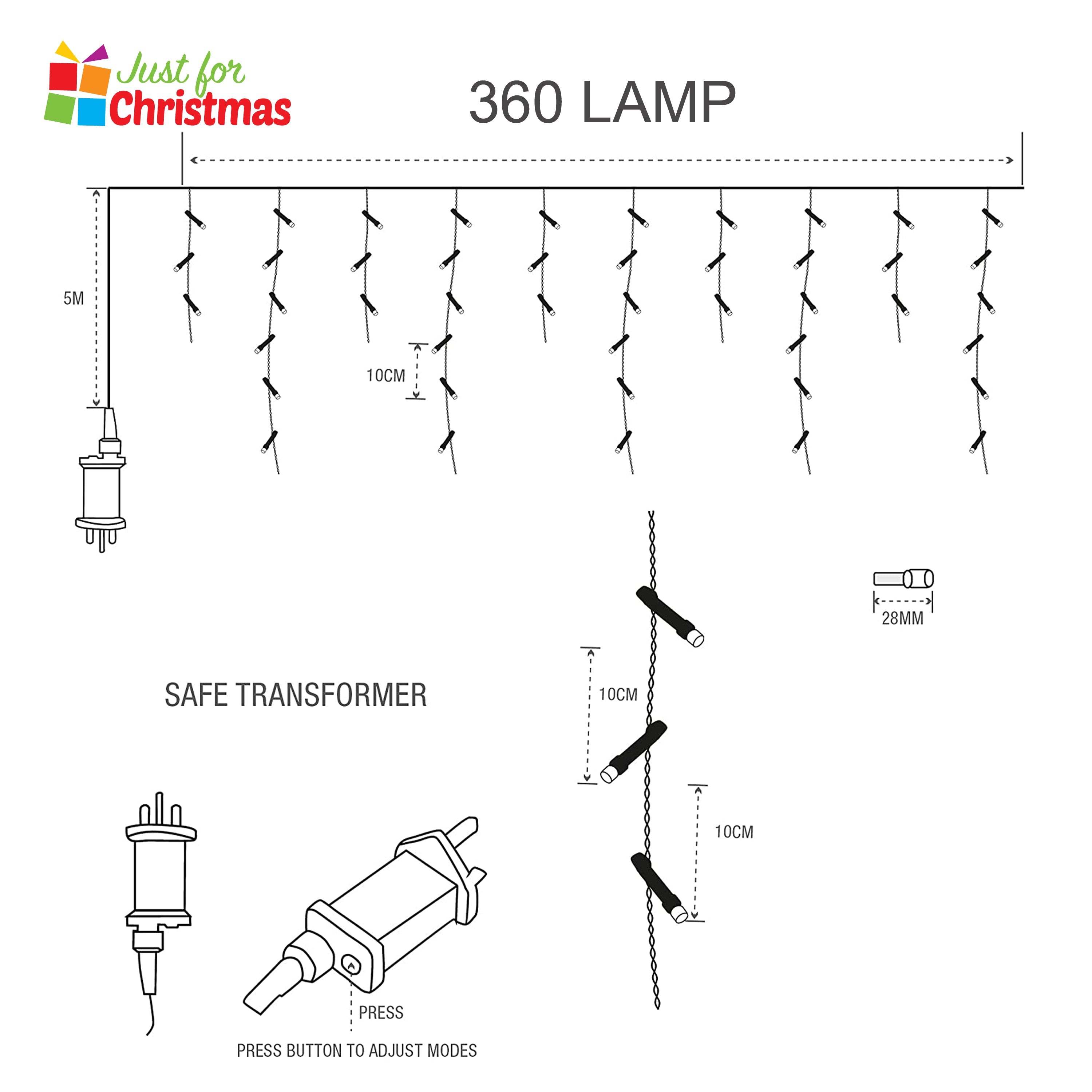 360 LED Brilliant Ice White Icicle Lights