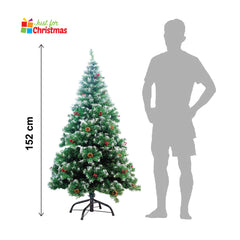 5ft 500TIP PVC Xmas Tree with Red Cherry and Cone Metal Stand