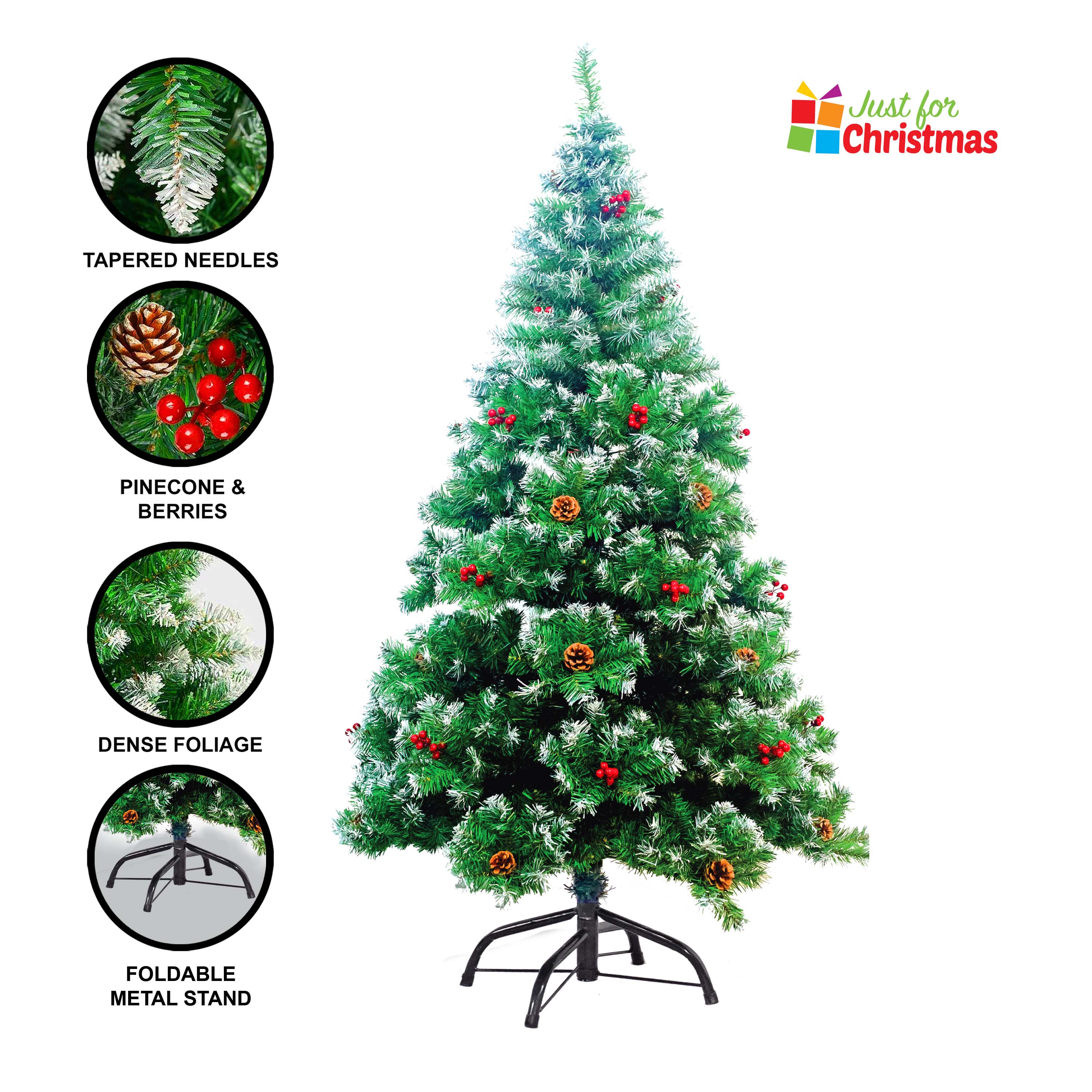 5ft 500TIP PVC Xmas Tree with Red Cherry and Cone Metal Stand