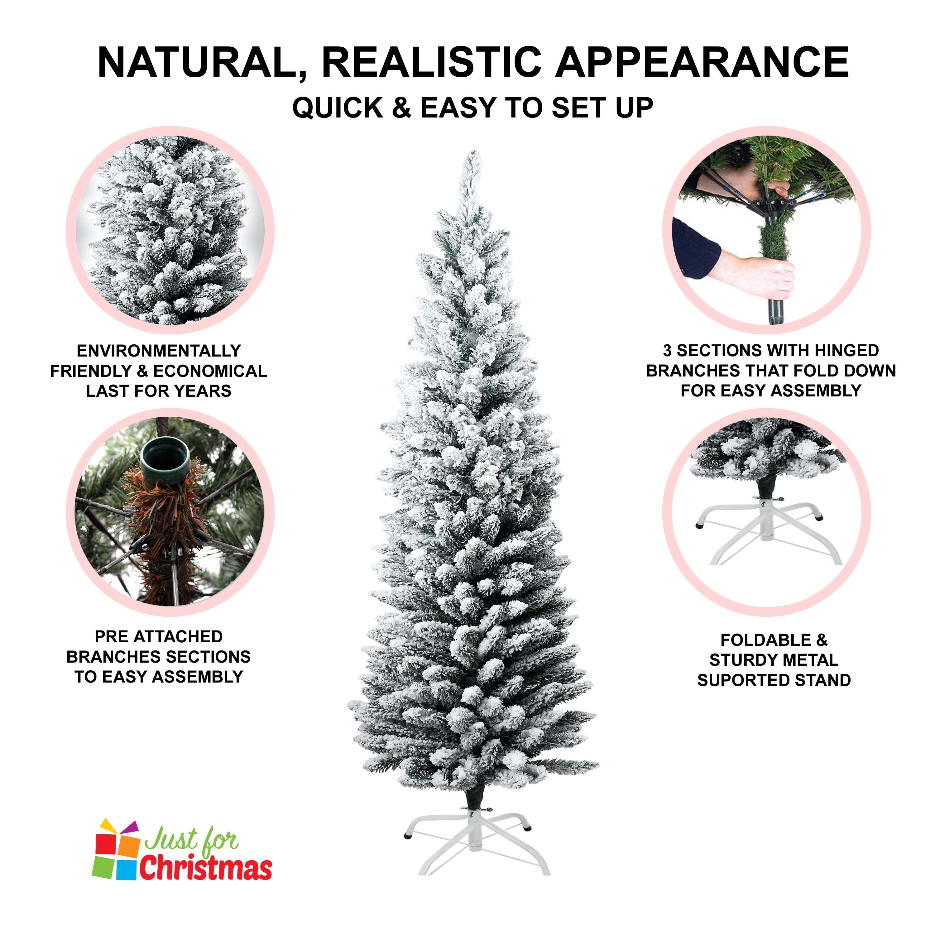 Slim Snowflocked Christmas Tree