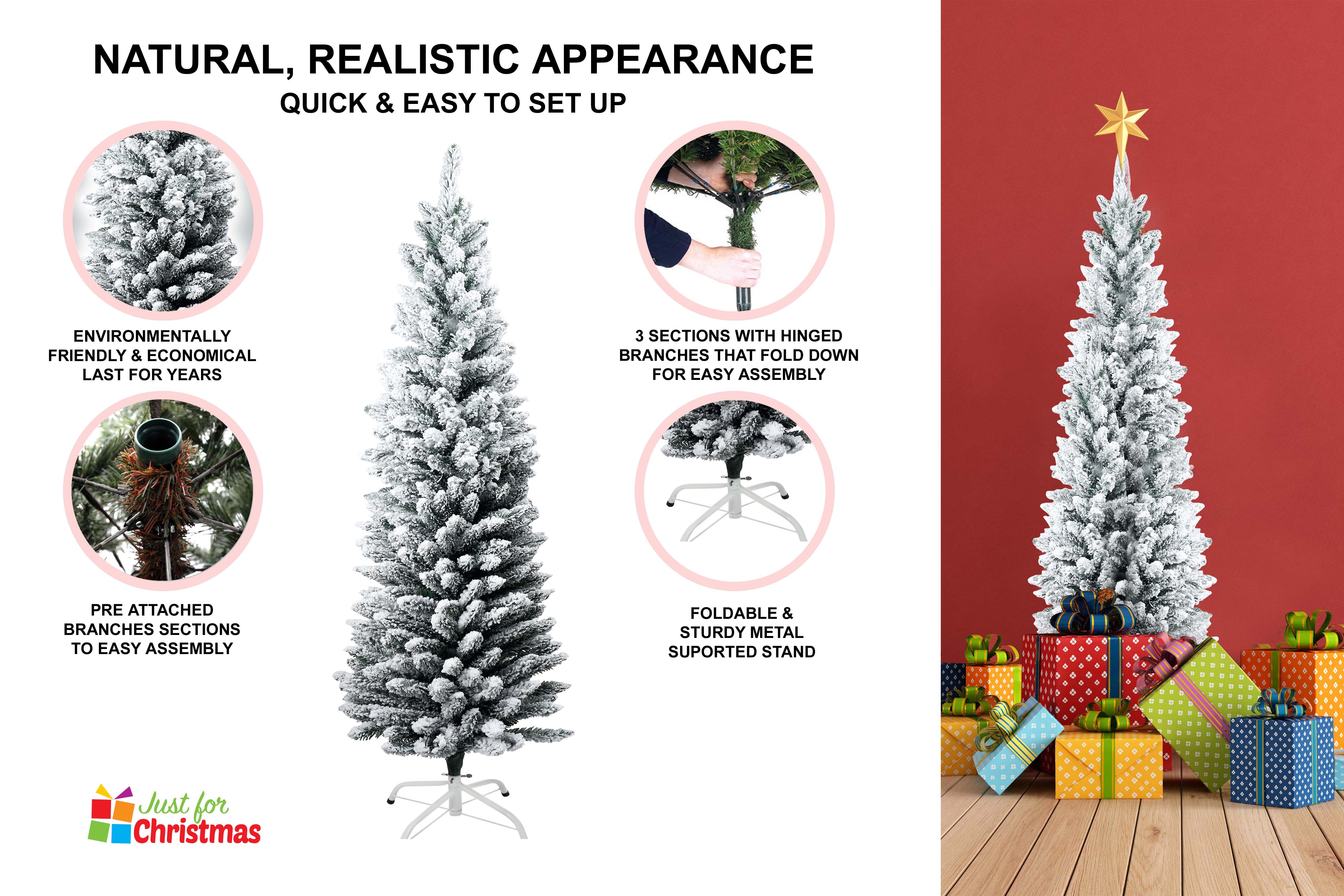 Slim Snowflocked Christmas Tree
