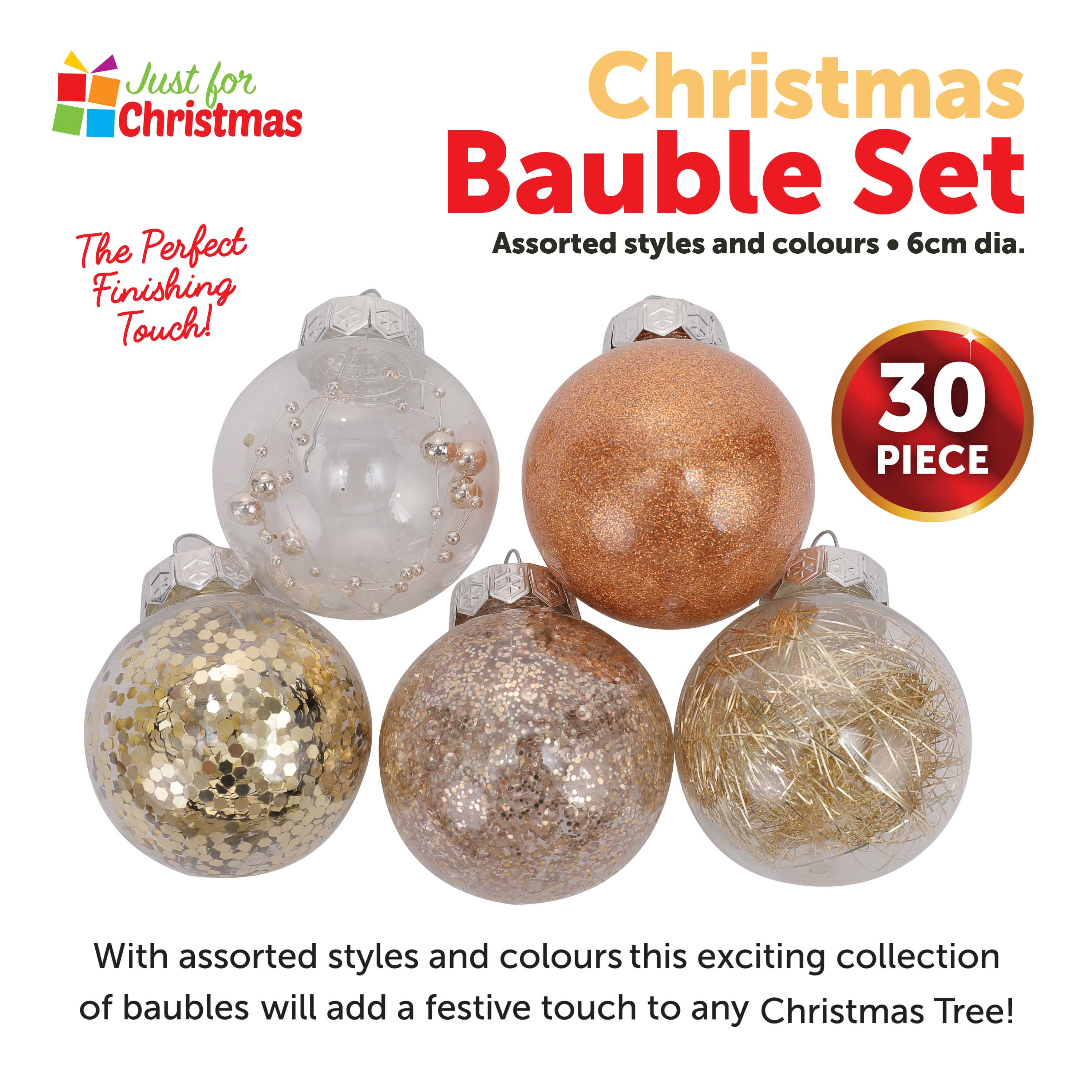30 Piece Christmas Bauble Set