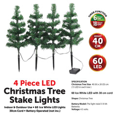 4 Piece LED Christmas Tree Stake Lights