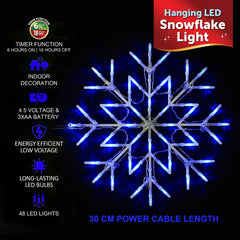 Hanging Blue LED Snowflake Light