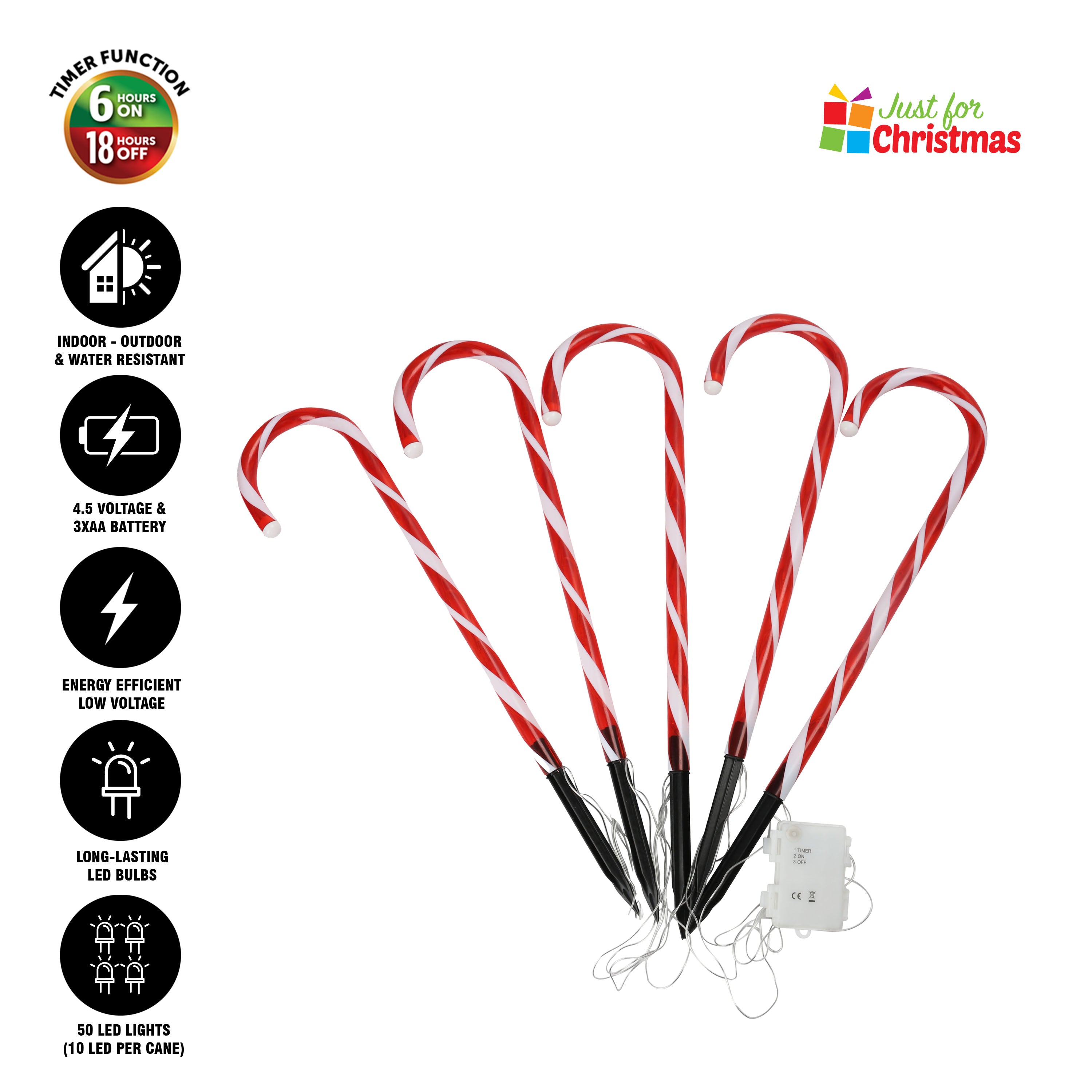 5 Piece LED Candy Cane Lights