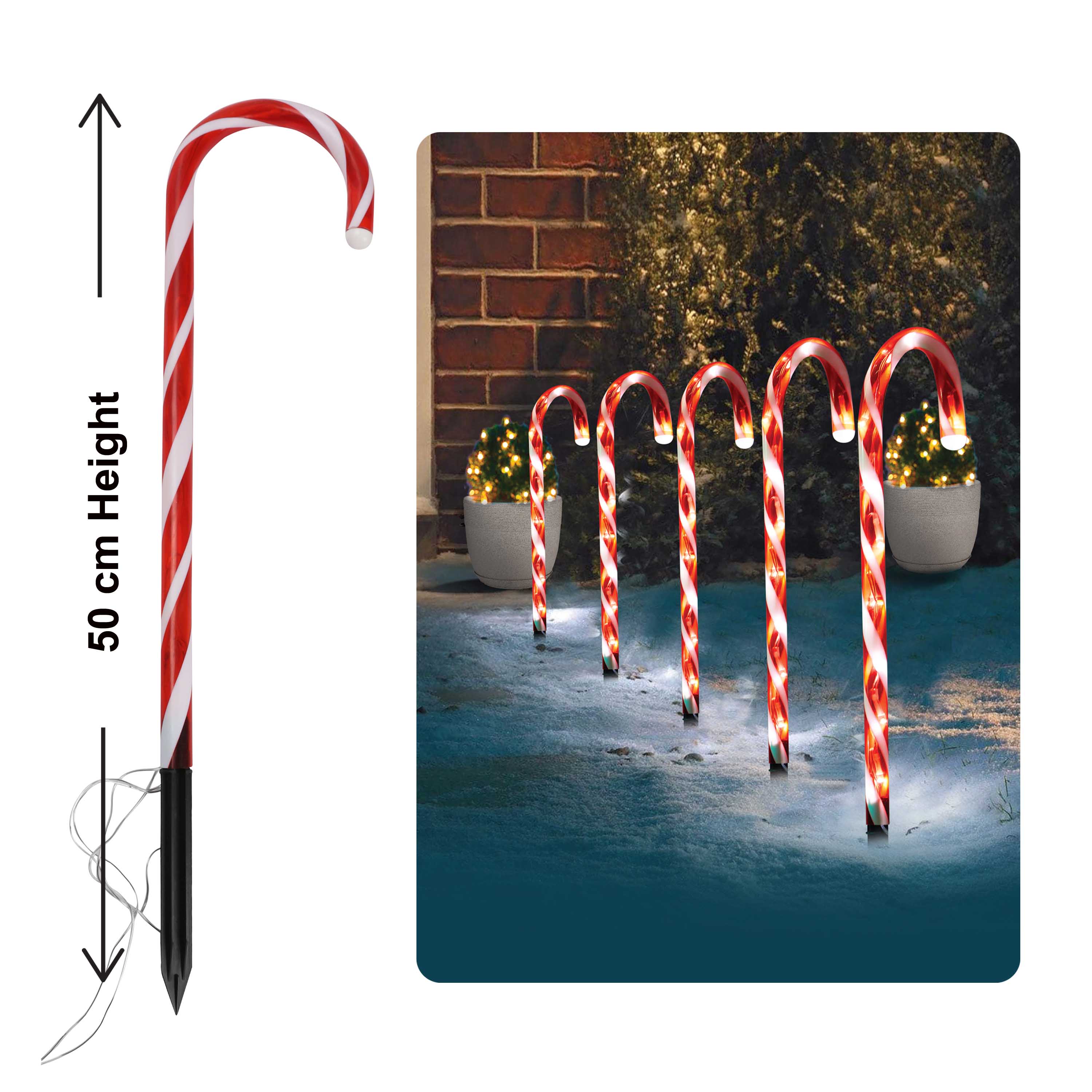 5 Piece LED Candy Cane Lights