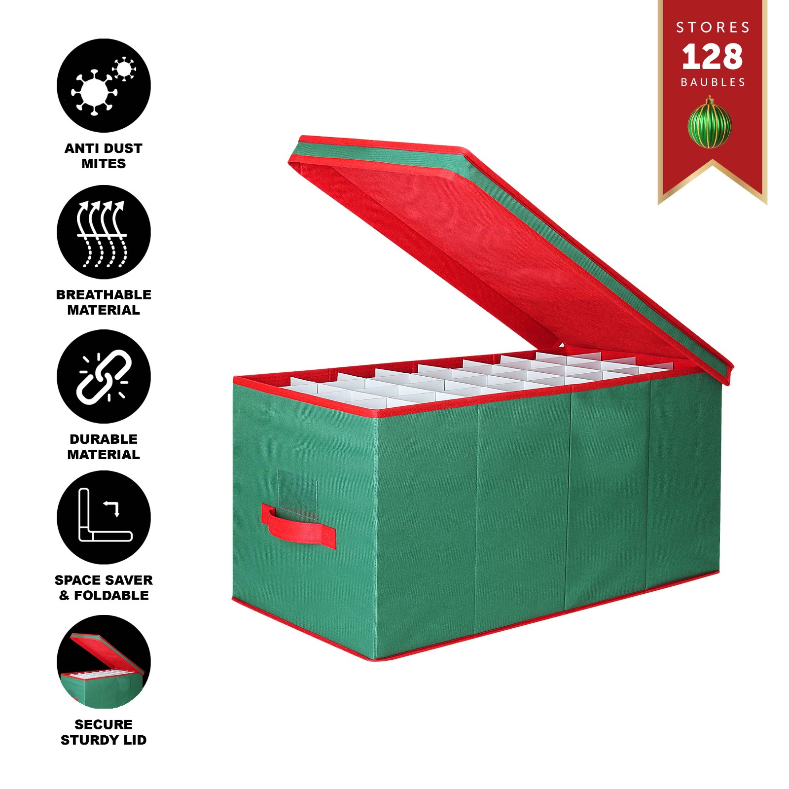 128-Grid Holiday Baubles Storage Box