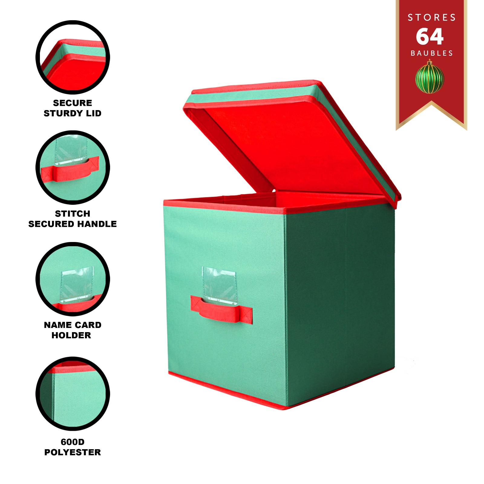 64-Grid Holiday Baubles Storage Box