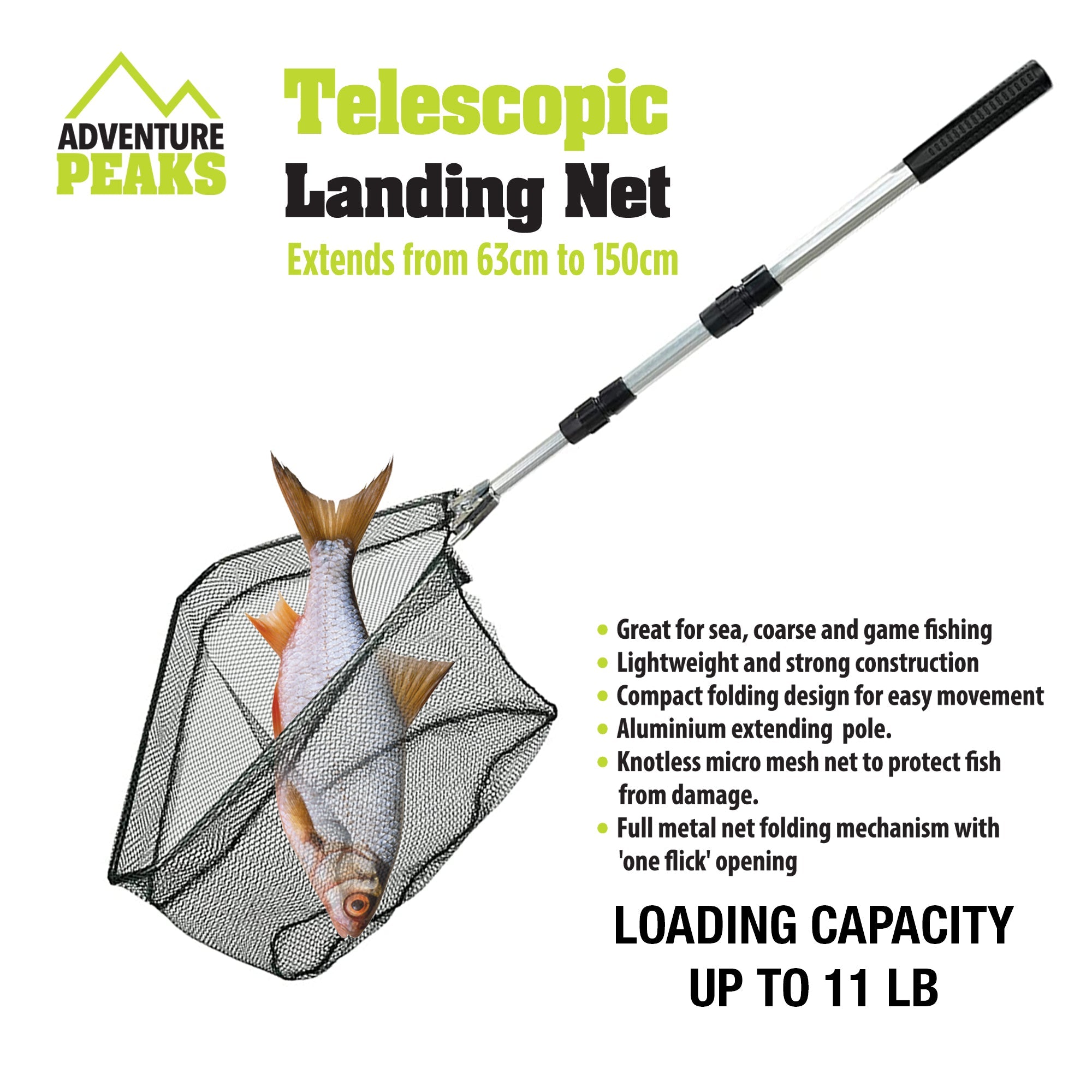 Telescopic Fish Landing Net For Easy Catching