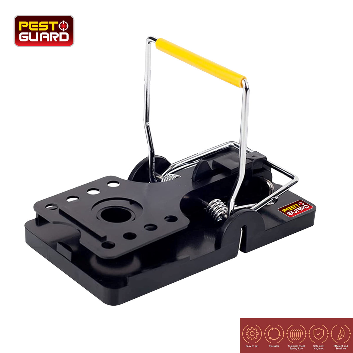 4 Piece Mouse Trap with Spring Loaded Mechanism