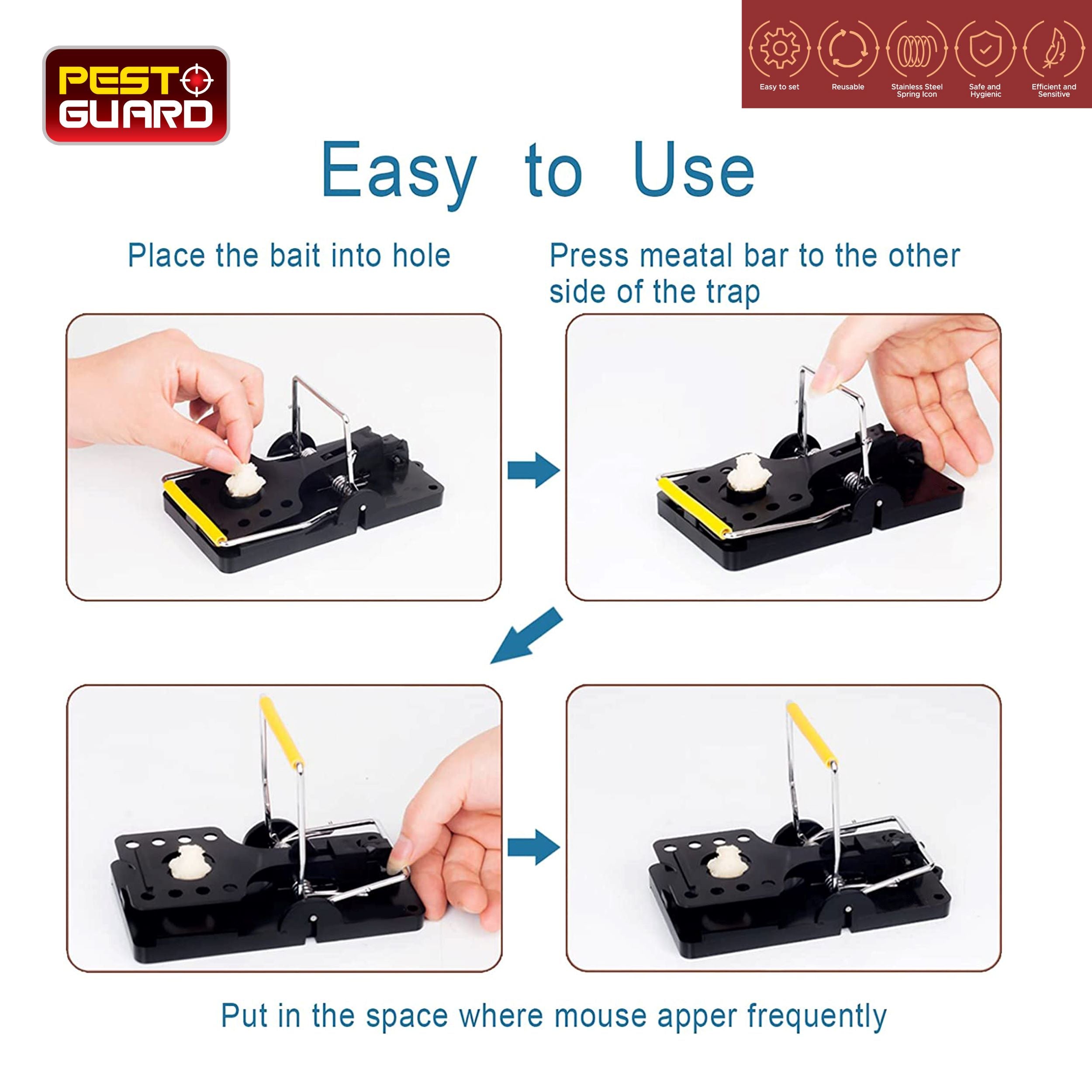 Mouse Trap with Metal Clips 4pk