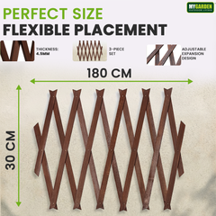 3PK Wooden Trellis Natural 180*30cm