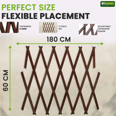 3PK Wooden Trellis Natural 180*60cm