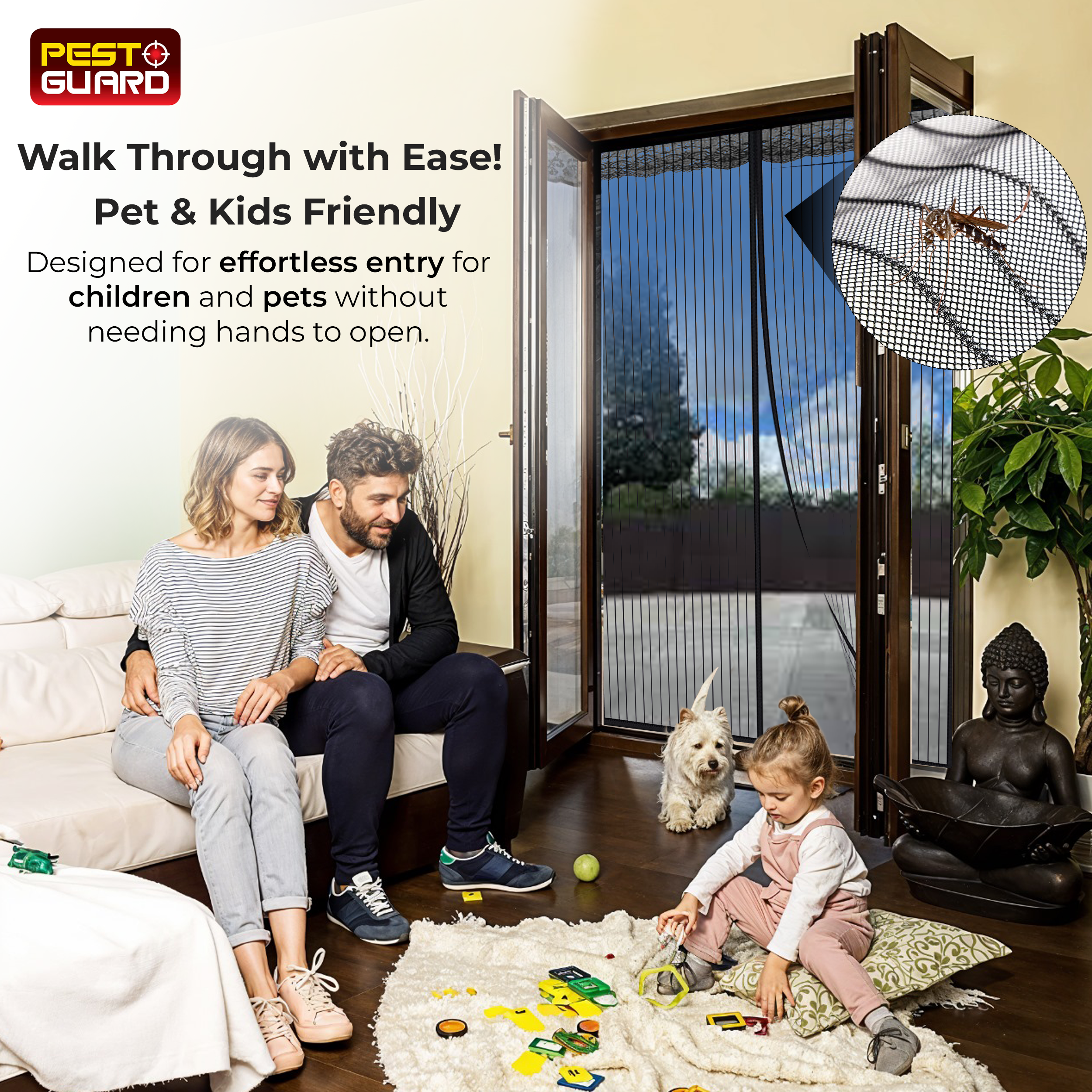 Durable Magnetic Black Door Screen Mesh