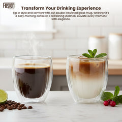 2PK 350ml Striped Double Wall Mug