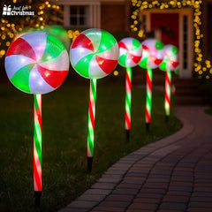 Christmas-5pc LED Candy Stake Light