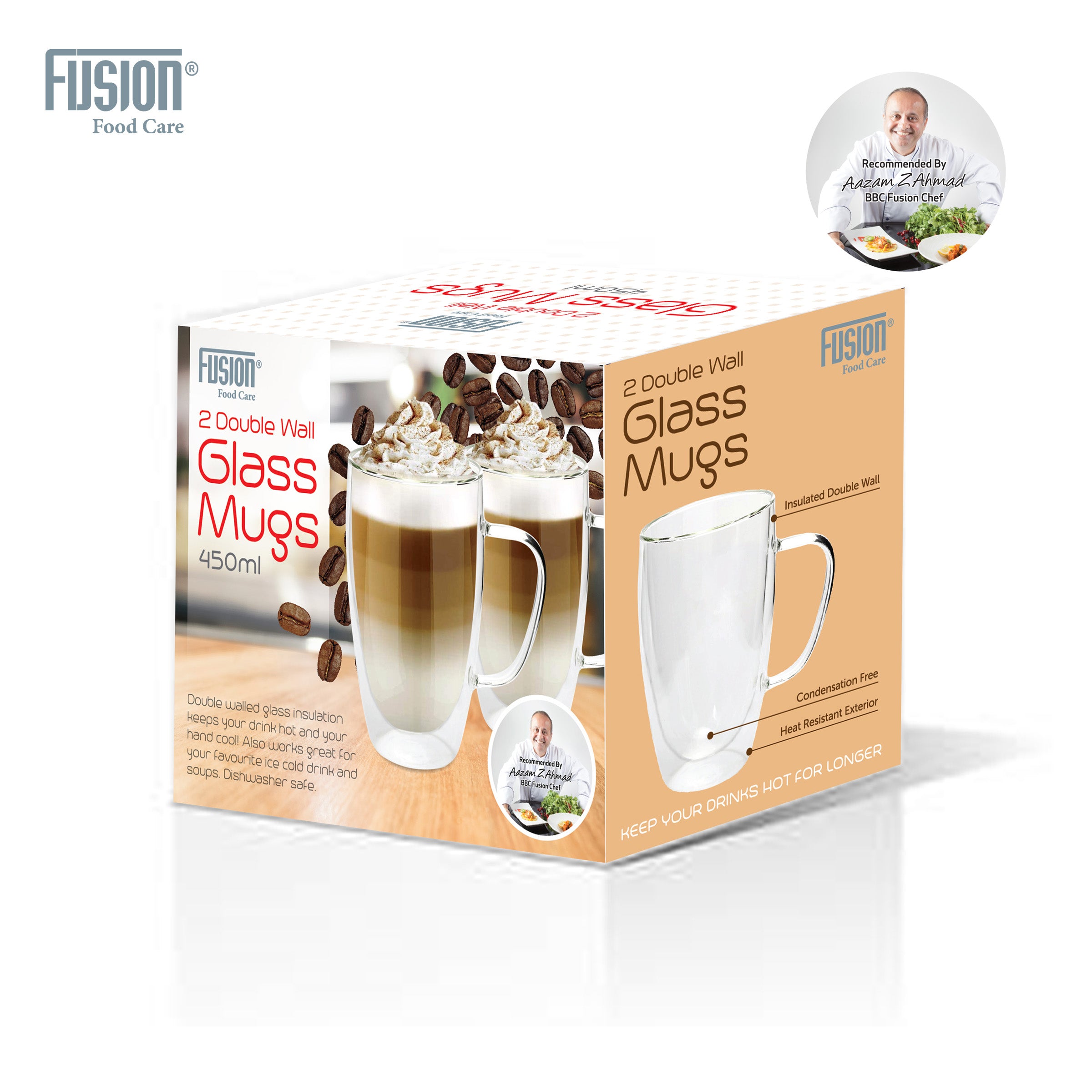 2pc 450ml Double Wall Mug