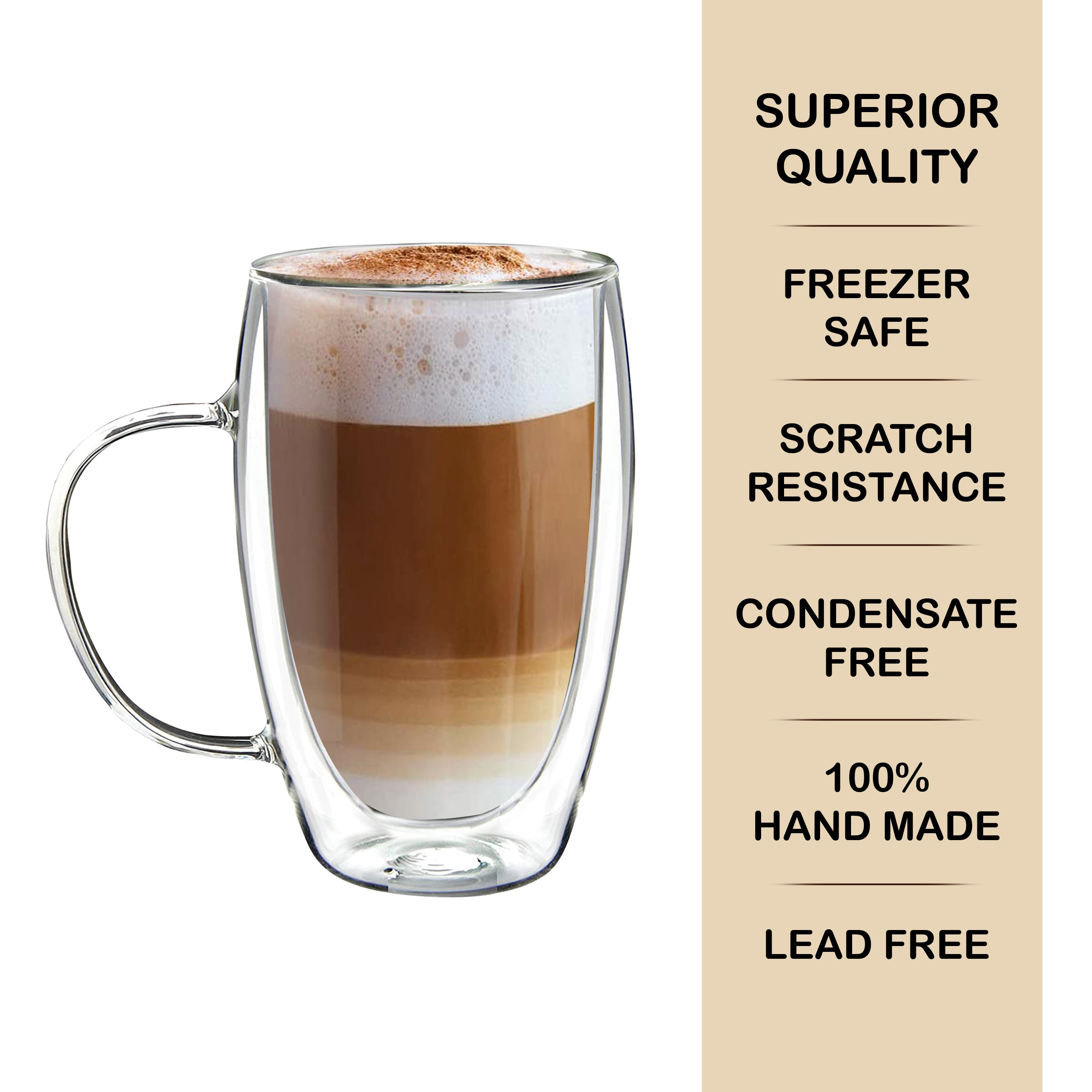 2pc 450ml Double Wall Mug