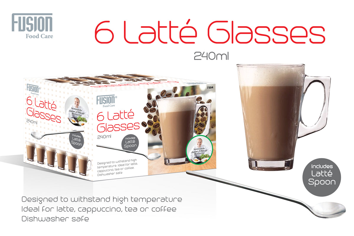 6pk Latte Glass with Spoon