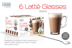 6pk Latte Glass with Spoon