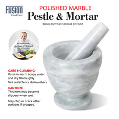 Marble White Grey Mortar and Pestle