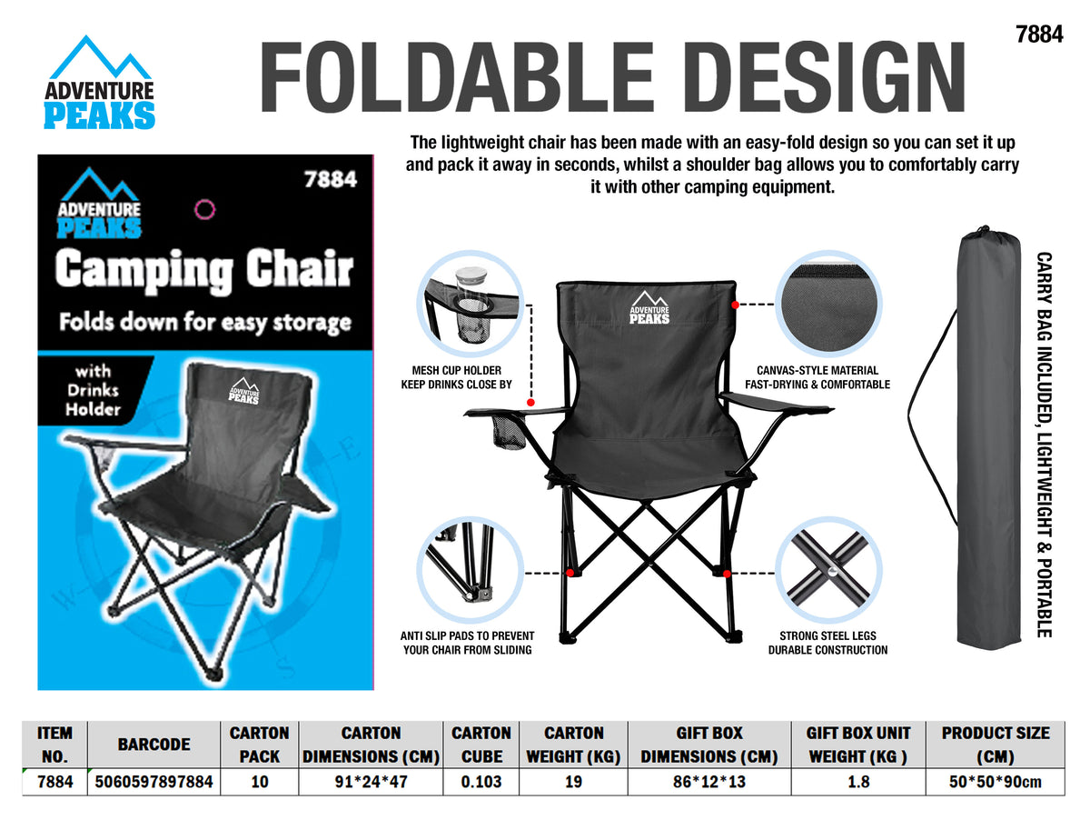 Fishing Chair Foldable Camping Chair  Black