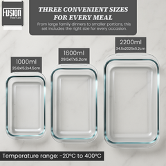 3PK Glass Baking Tray