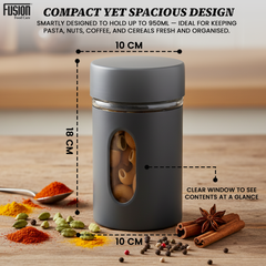 3PK Glass Storage Container Grey