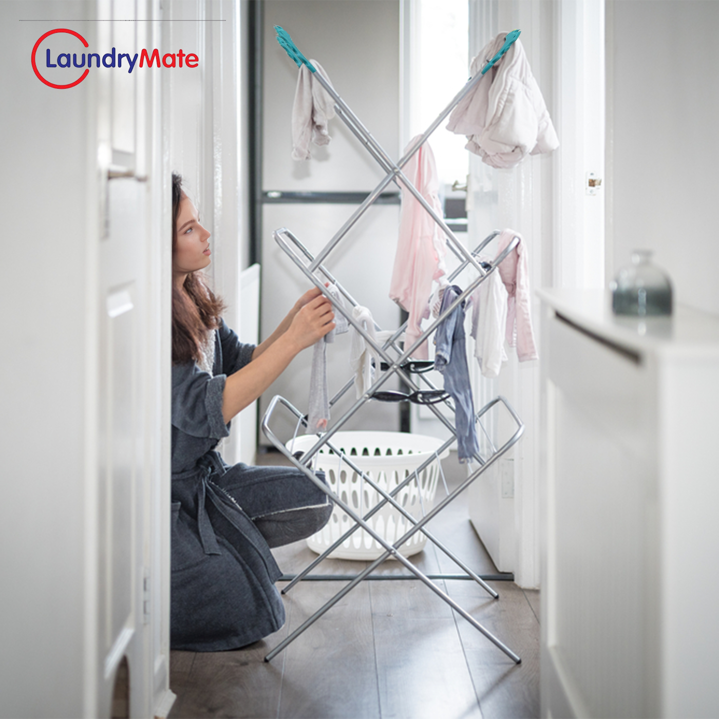 14m 3-Tier Airer Silver with 20Pegs