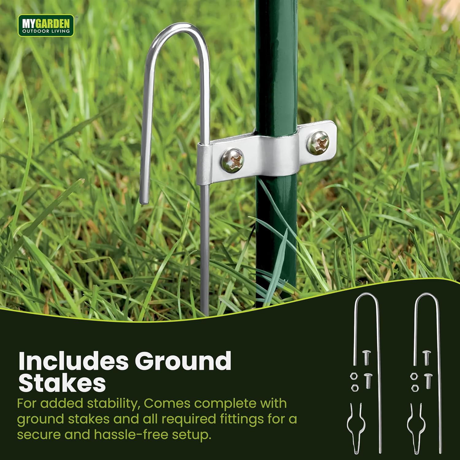 Garden Arch With Ground Stakes - Black