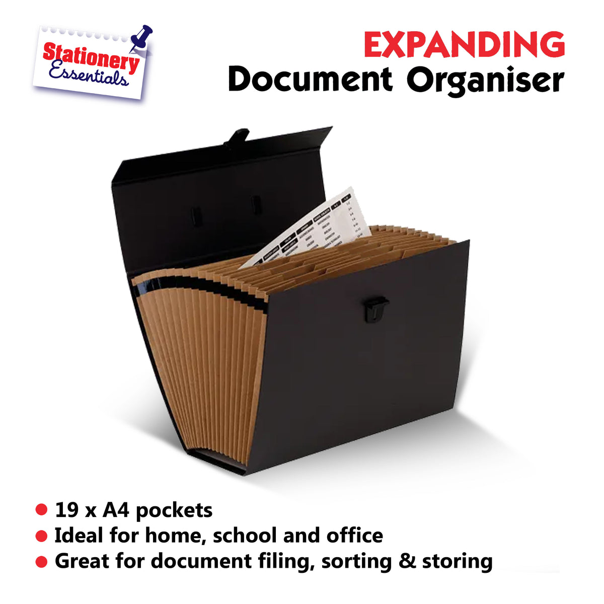 Expanding Document Organiser Black