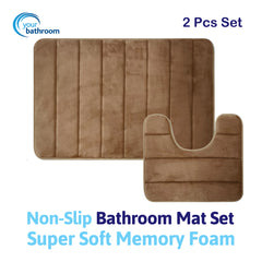 2pc Memory Foam Bath Mat Set (Champagne)