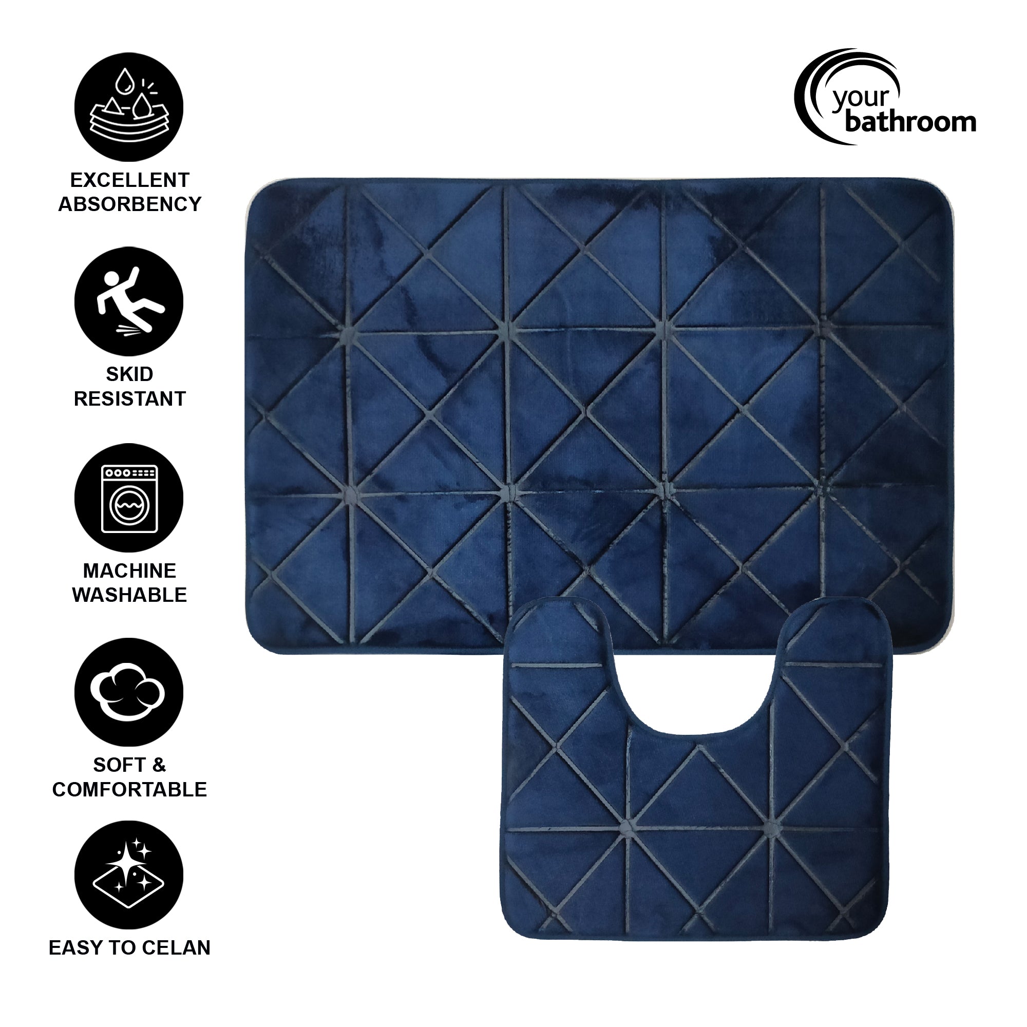 Durable 2pc Non-Slip Bathroom Mats