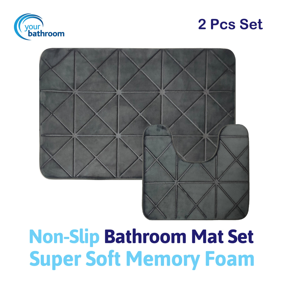 2pc Non-Slip Bathroom Mat Set